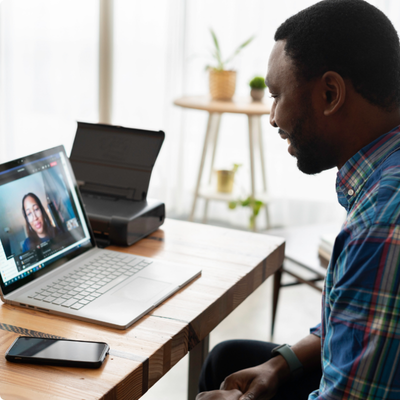 Man on meeting on computer