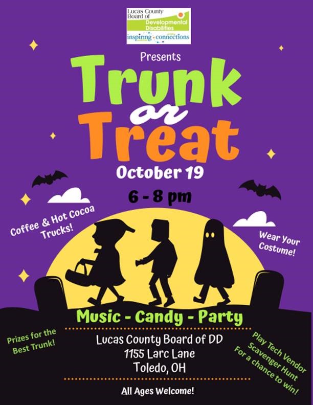 Trunk or Treat graphic for Lucas Board of DD Events