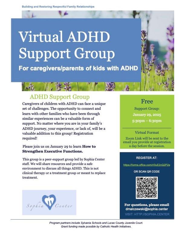 Virtual ADHD Support Group flyer