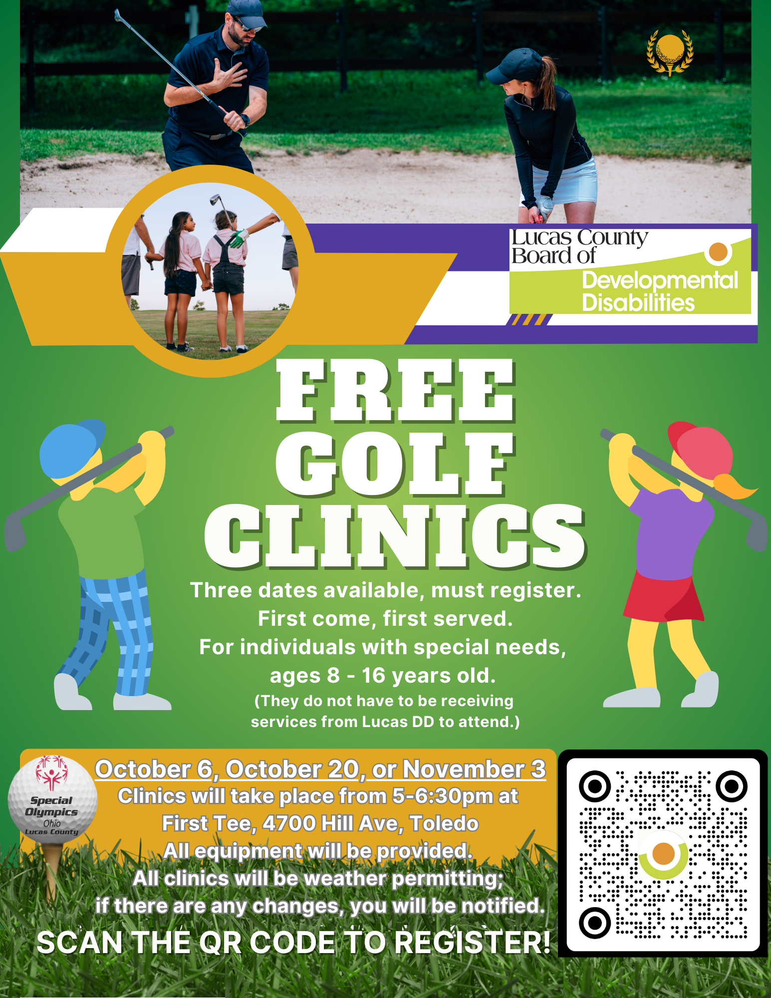 Little Lightning Golf Clinic Flyer with golf graphics