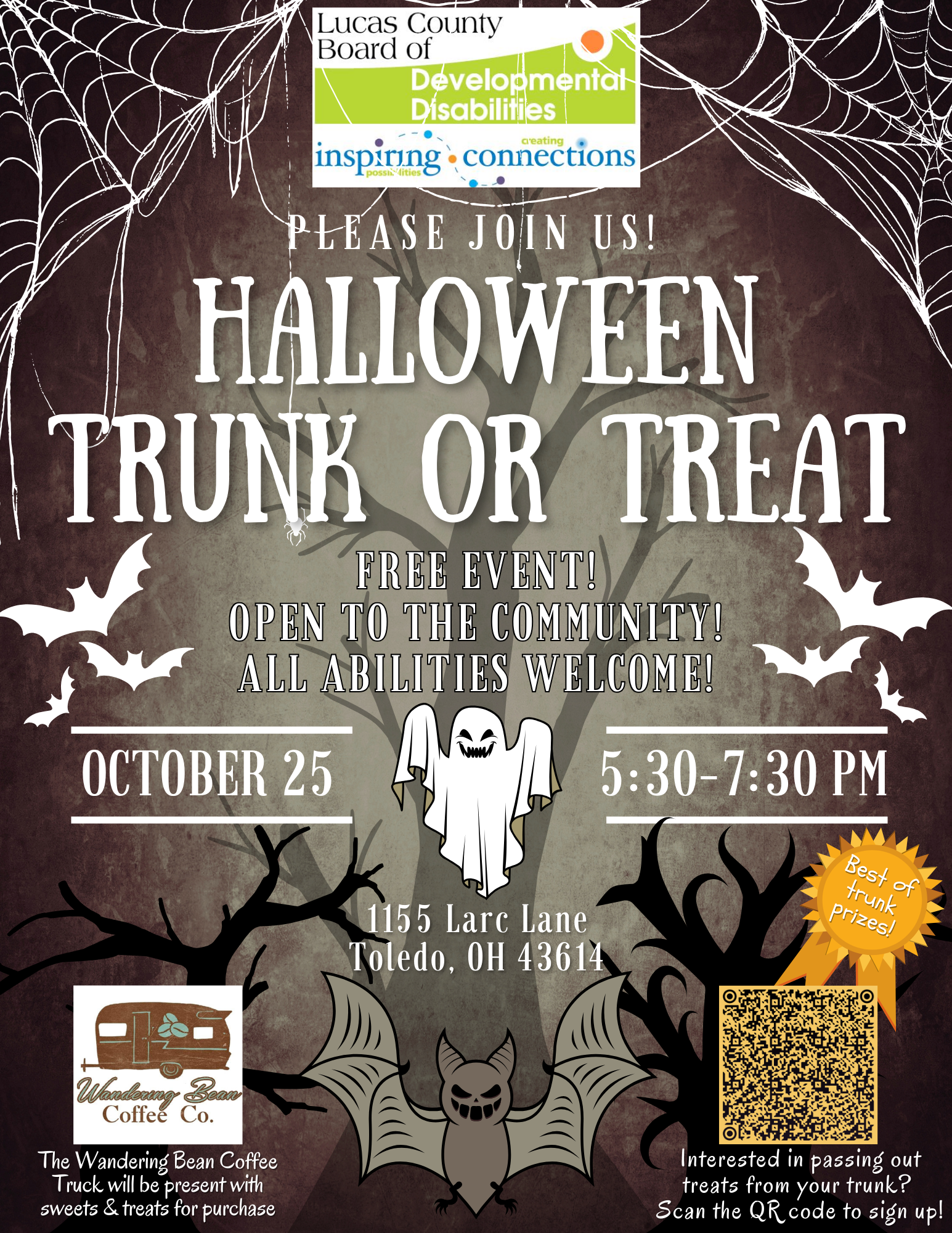 Trunk or Treat flyer with spooky graphics