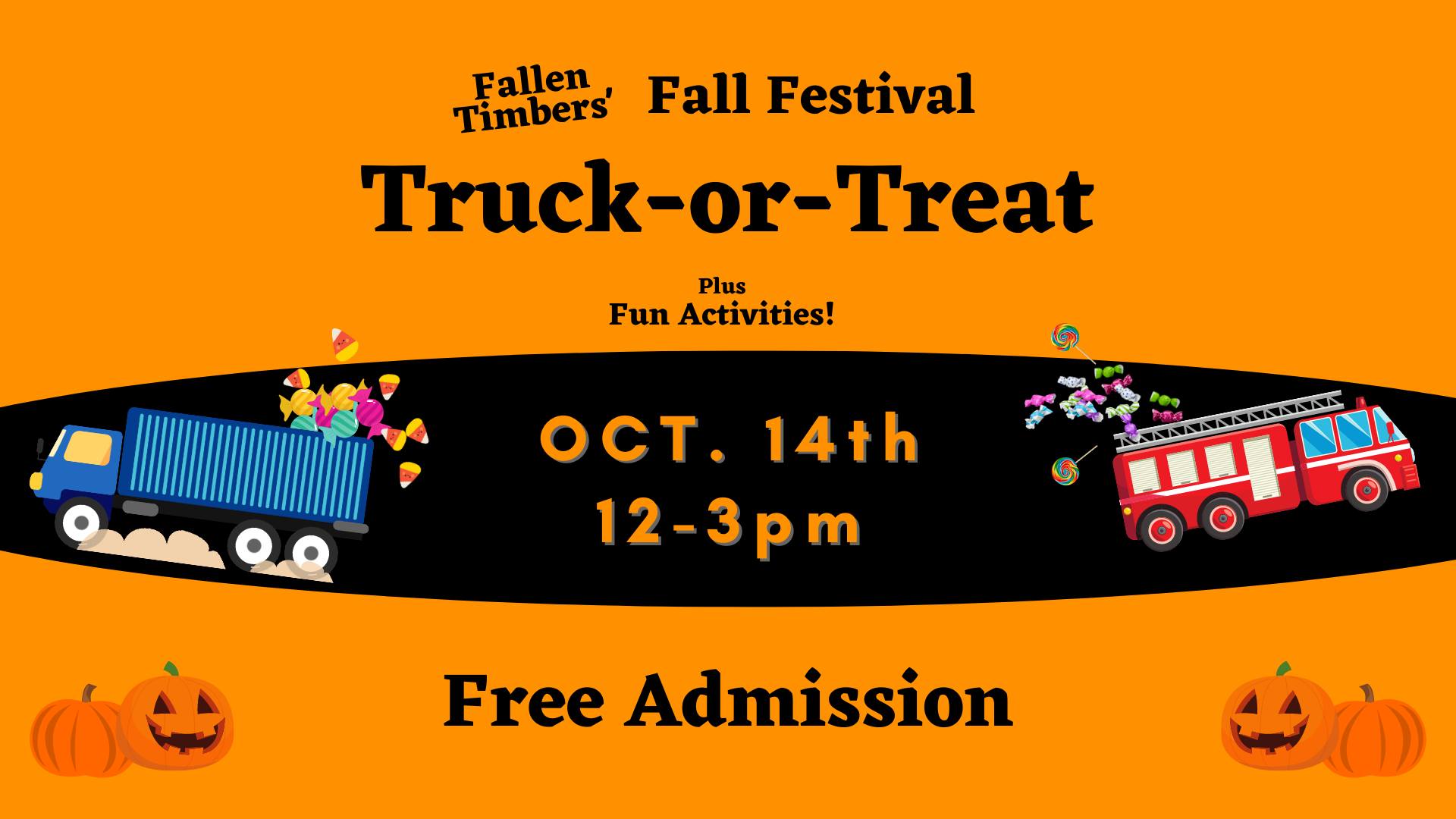truck or treat graphic with halloween and candy
