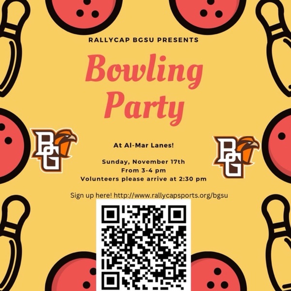 Yellow Bowling Party flyer with BGSU logo