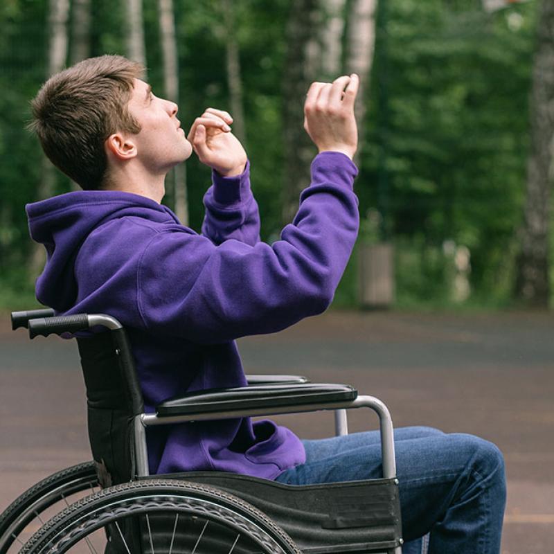 Male Teenager in Wheelchair