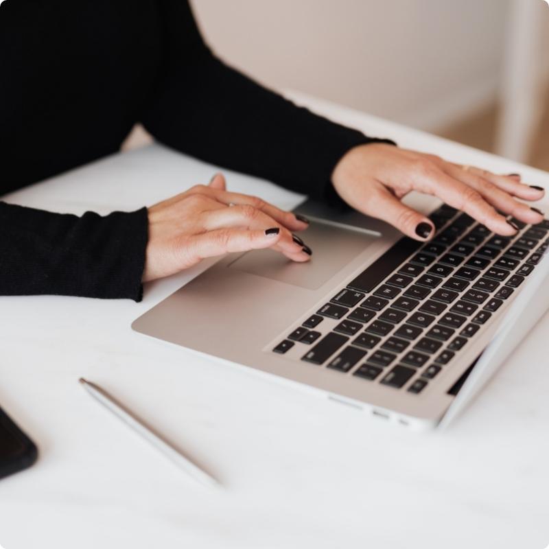 Individual using laptop