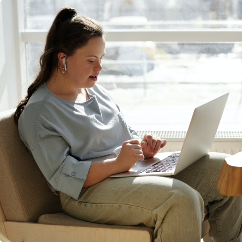 Woman using laptop